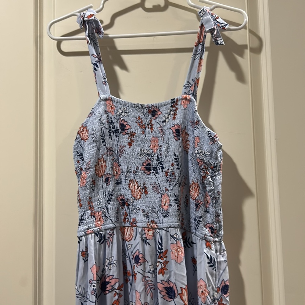 Japna floral boho midi Dress elastic tube chest to ruffle hem 100% rayon size L